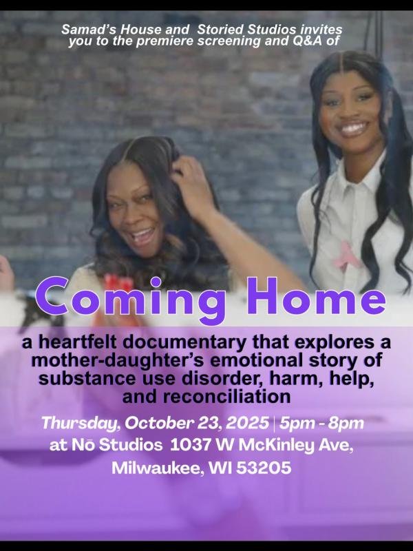 Samads House Coming Home Save the Date October 23 2025 Samads House Sober Living Woman Recovery in Milwaukee COMING HOME PBS Fundraiser
